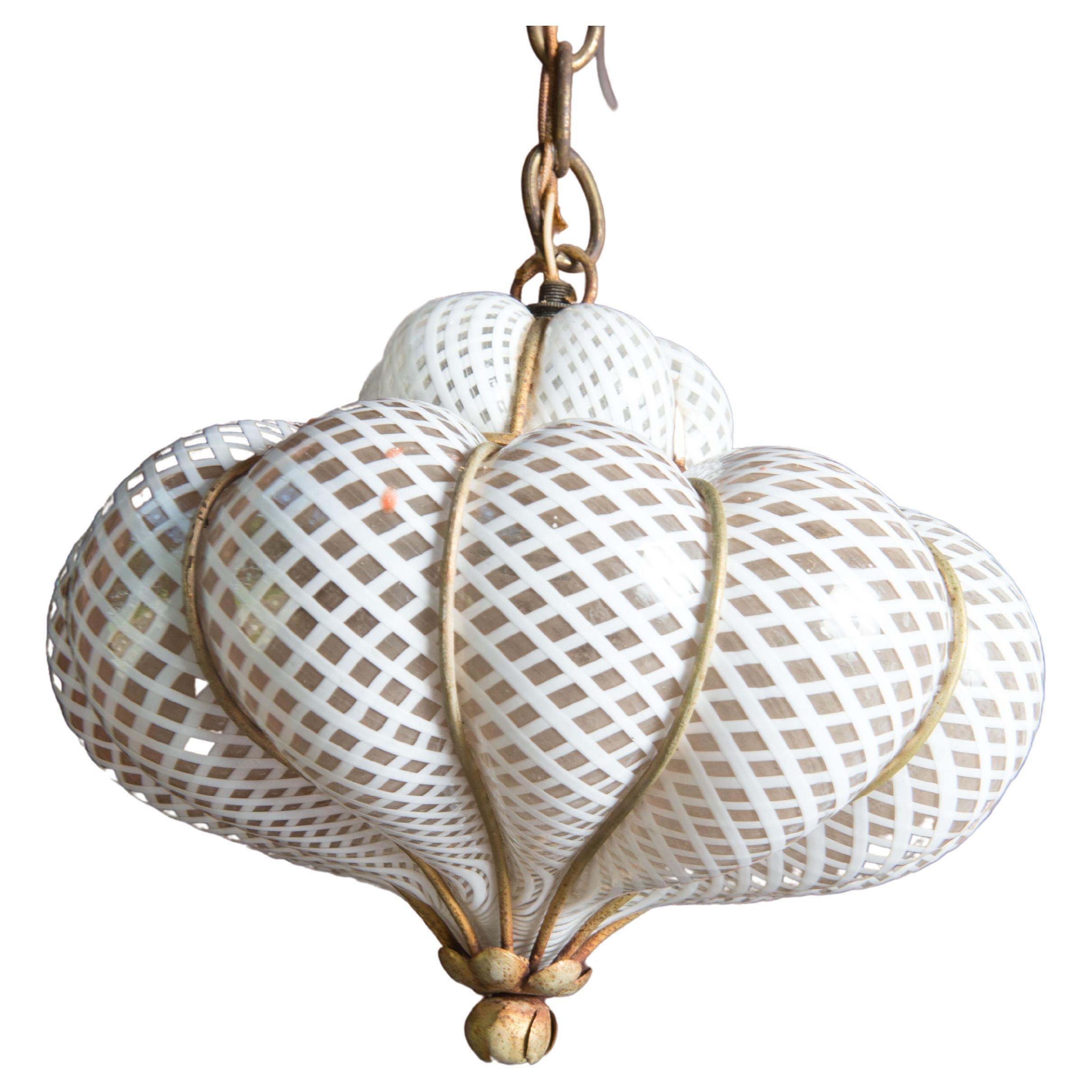 Two Italian Murano Glass Pendant Light Chandeliers For Sale