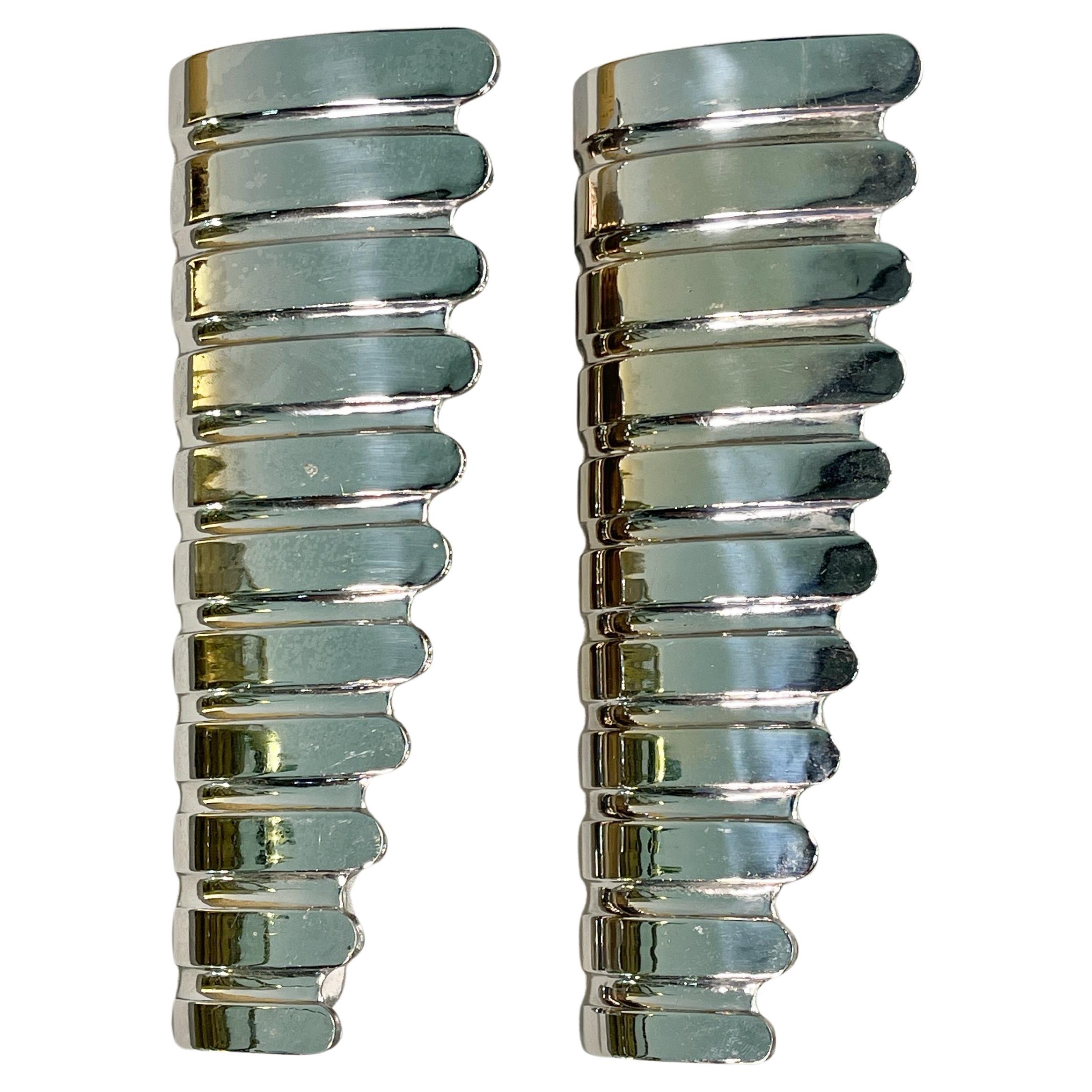 Due tiranti per porte in ottone nichelato italiano in vendita