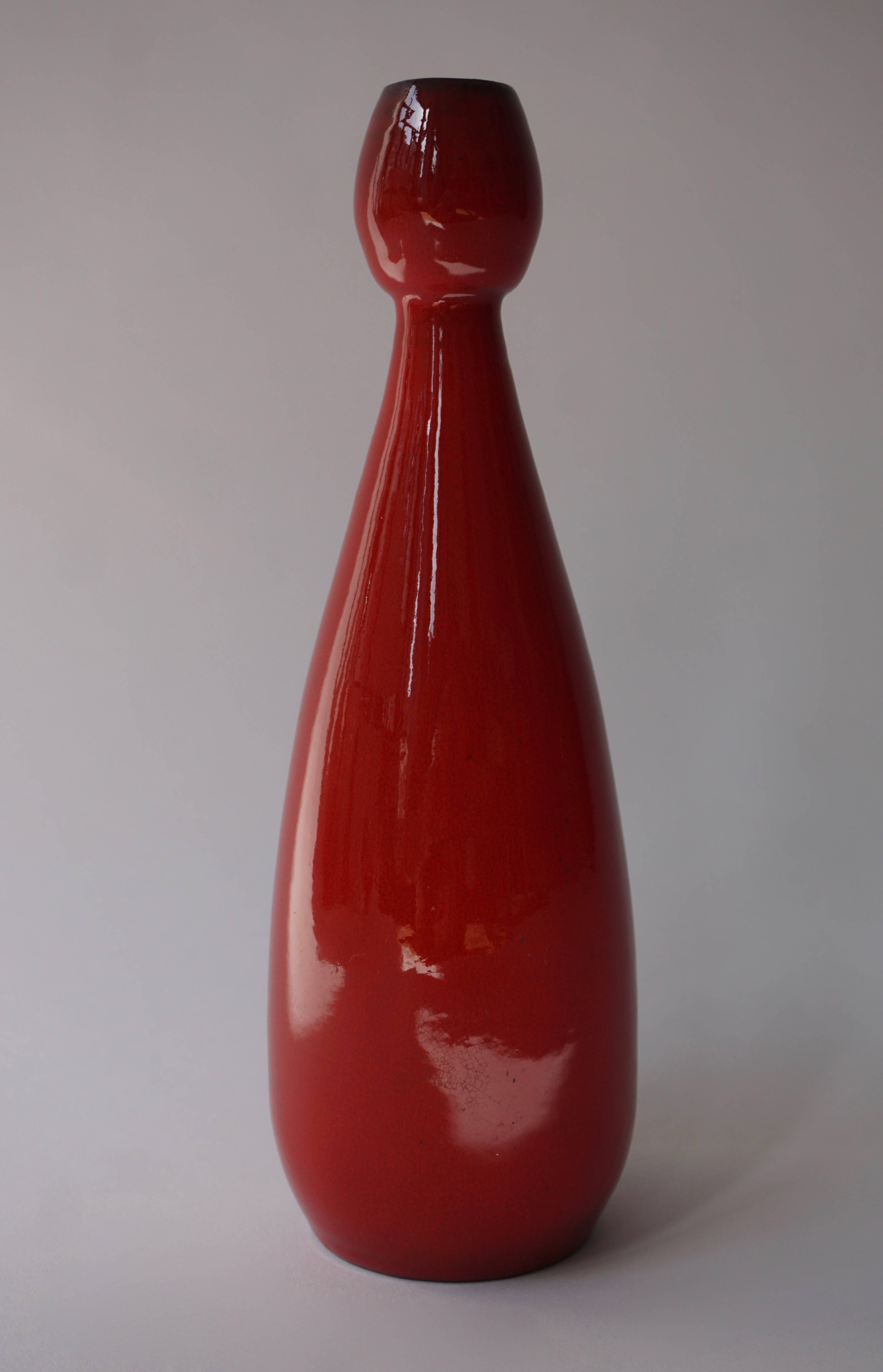 20th Century Two Italian Red Ceramic Vases