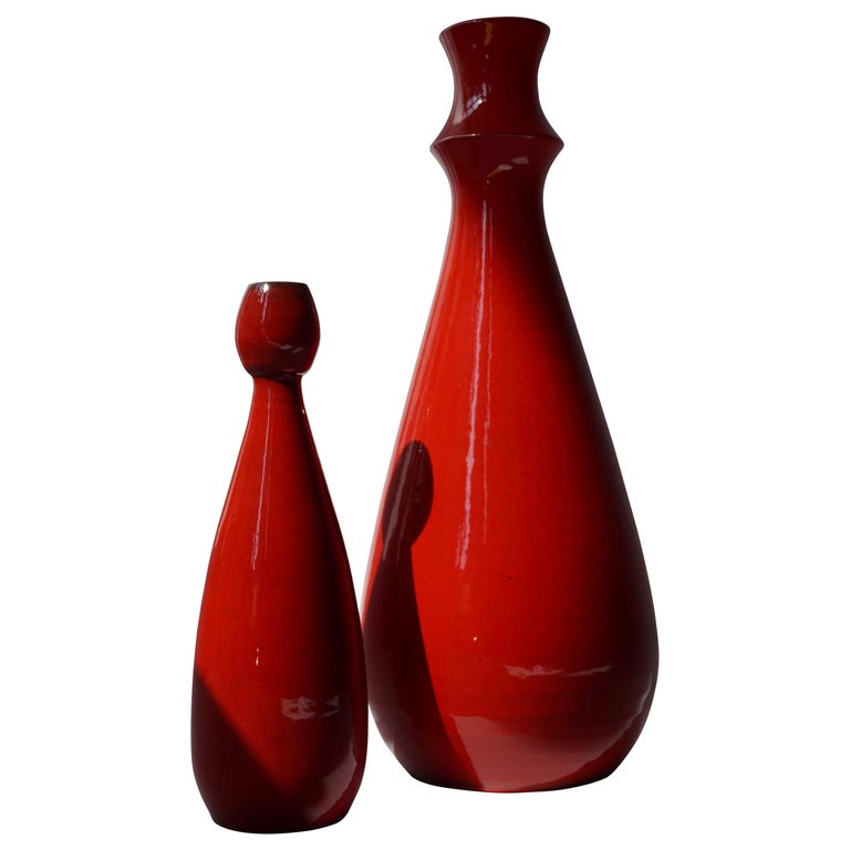 Two Italian Red Ceramic Vases For Sale At 1stdibs