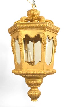 2 Italian Rococo Style Gilt Octagonal Lanterns