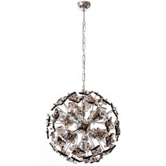 Sputnik Pendant Light Chandelier, Chrome Smoked Glass, Italy, 1970s