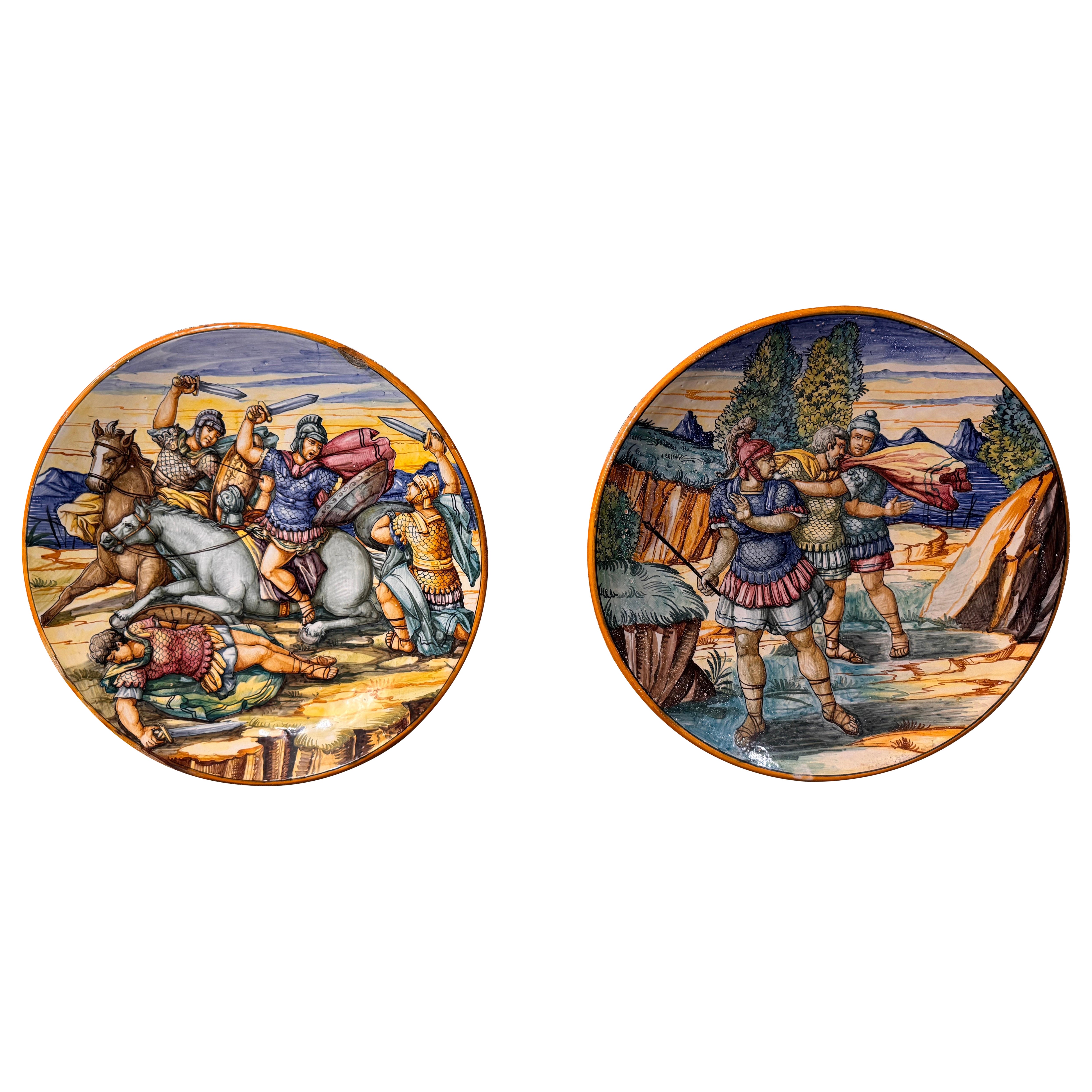 Zwei bemalte Keramikschalen aus Urbino Maiolica im Angebot
