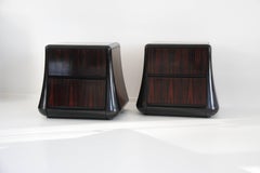 Two Italian Vintage Bed Side Tables in Macassar with Drawers by Frigerio, 1960