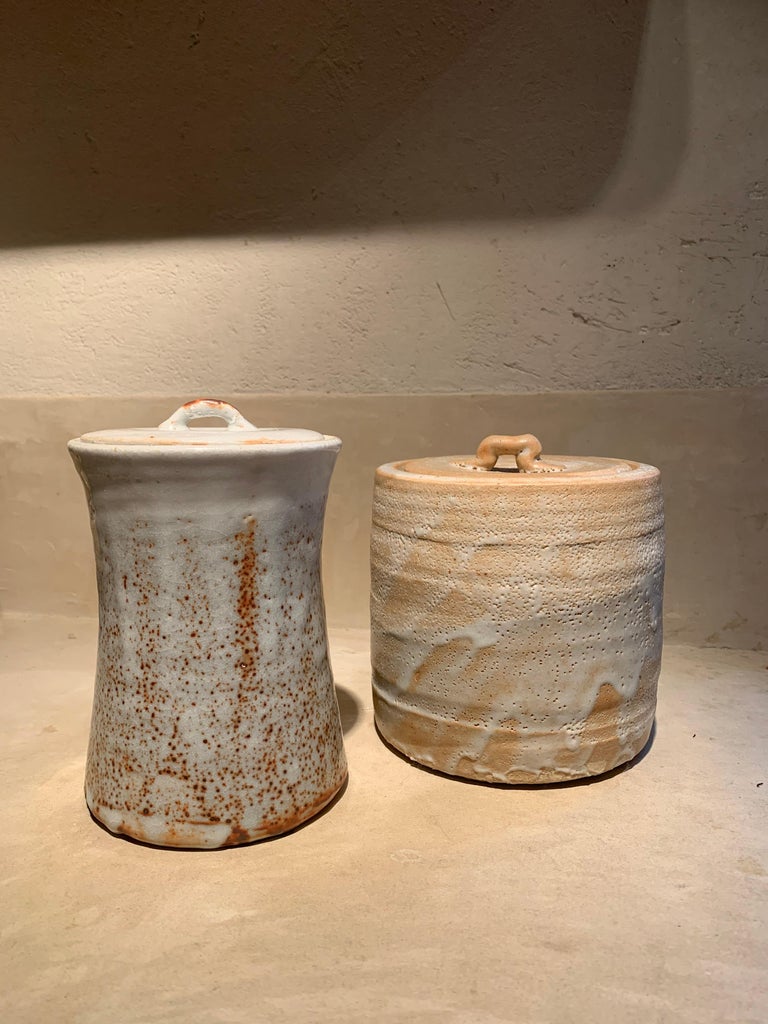 Two Japanese Hagi Ceramic Pots For Sale at 1stDibs