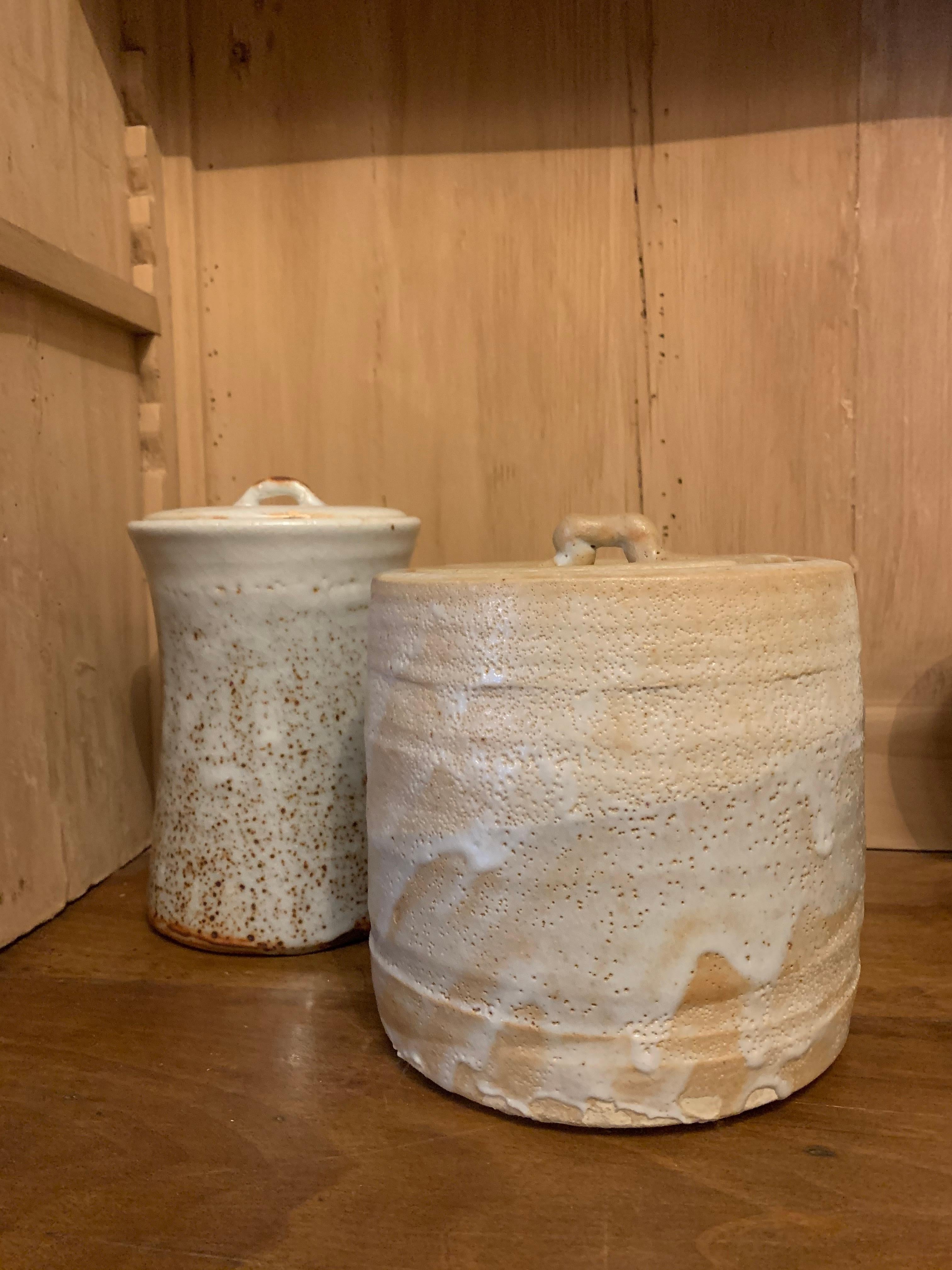 20th Century Two Japanese Hagi Ceramic Pots