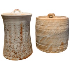 Two Japanese Hagi Ceramic Pots