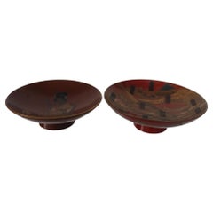 Vintage Two Japanese Lacquered Sake Cups Meiji Period
