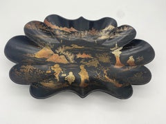 Two Japanese Mother of Pearl Wood Dishes