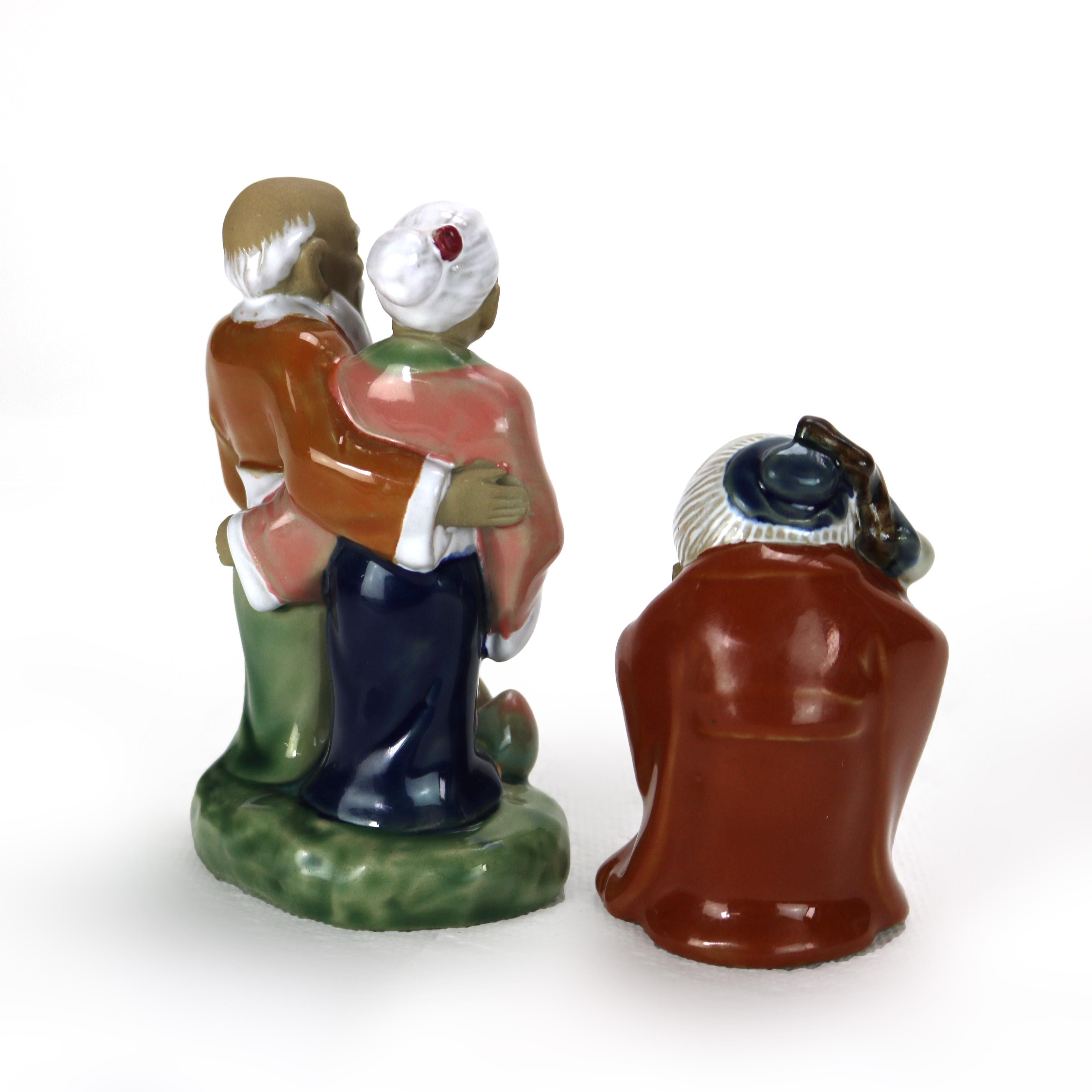 Two Japanese Pottery Figural Groups Signed 20thC For Sale 1