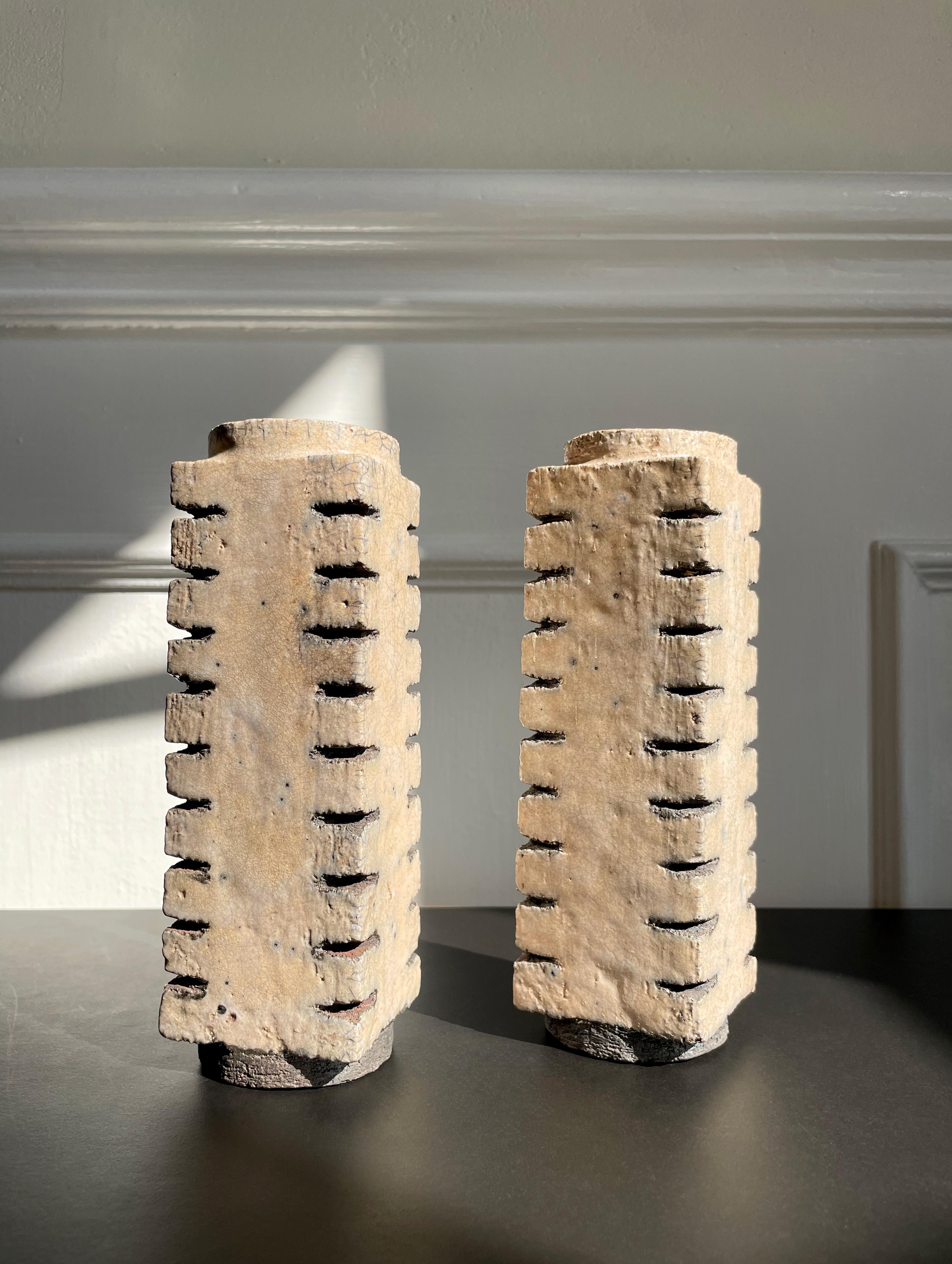 Two Japanese Style Raku Ceramic Decorative Vases, 1999 In Good Condition In Copenhagen, DK