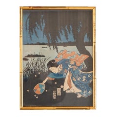 Two Japanese Woodblock Gere Prints by Utagawa Hiroshige II, Framed, 20thC