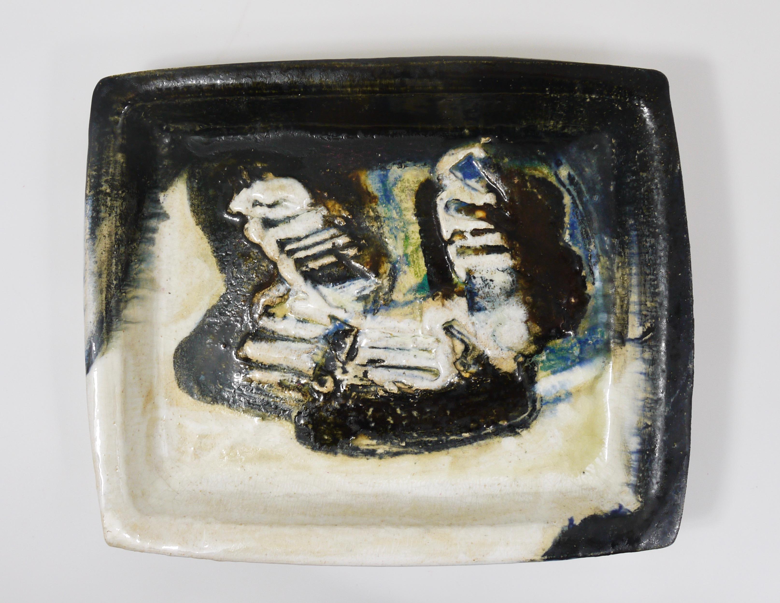 Two Jeppe Hagedorn-Olsen Large Abstract Stoneware Bowls / Plates, Denmark, 1970s For Sale 5