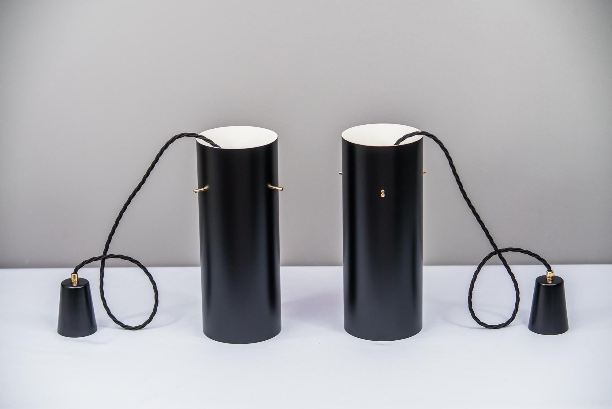 Two J.T.Kalmar pendants, circa 1960s
Blackened aluminum.
 