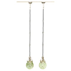 Two Jugendstil Pendants Vienna Around 1908 with Opaline Glass Shades