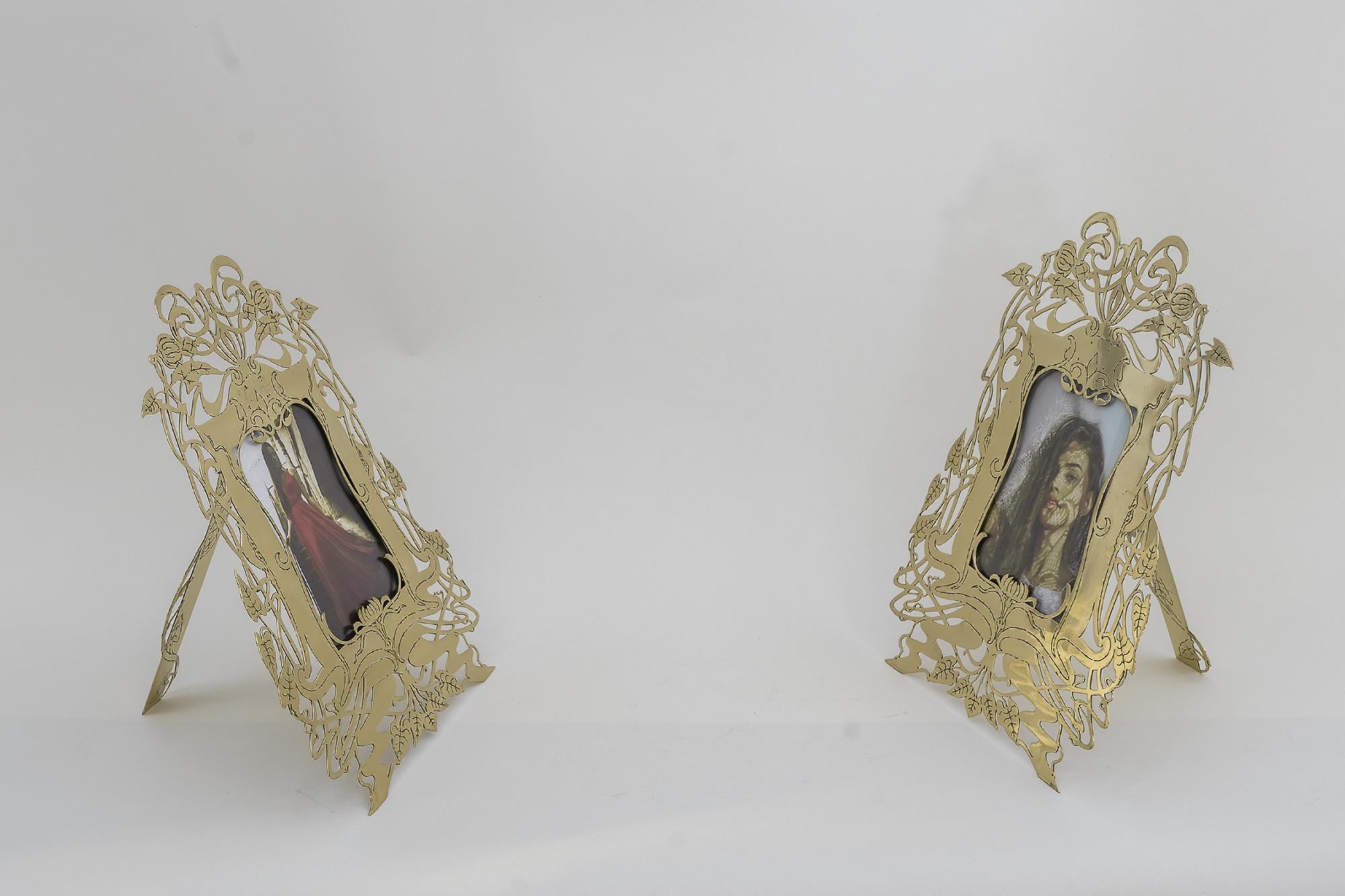 Two Jugendstil picture frames, Vienna, circa 1908
Polished and stove enameled.