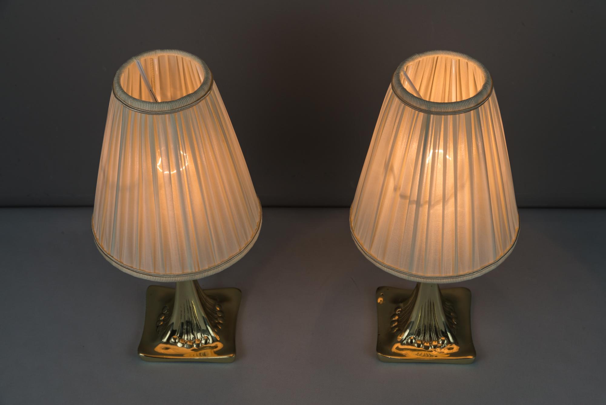 Fabric Two Jugendstil Table Lamps, circa 1908