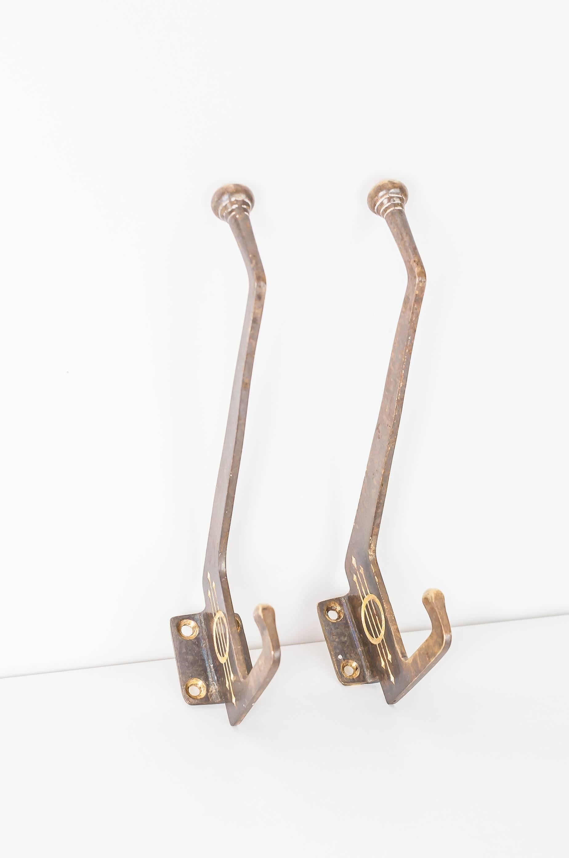 Early 20th Century Two Jugendstil Wall Hooks, circa 1908