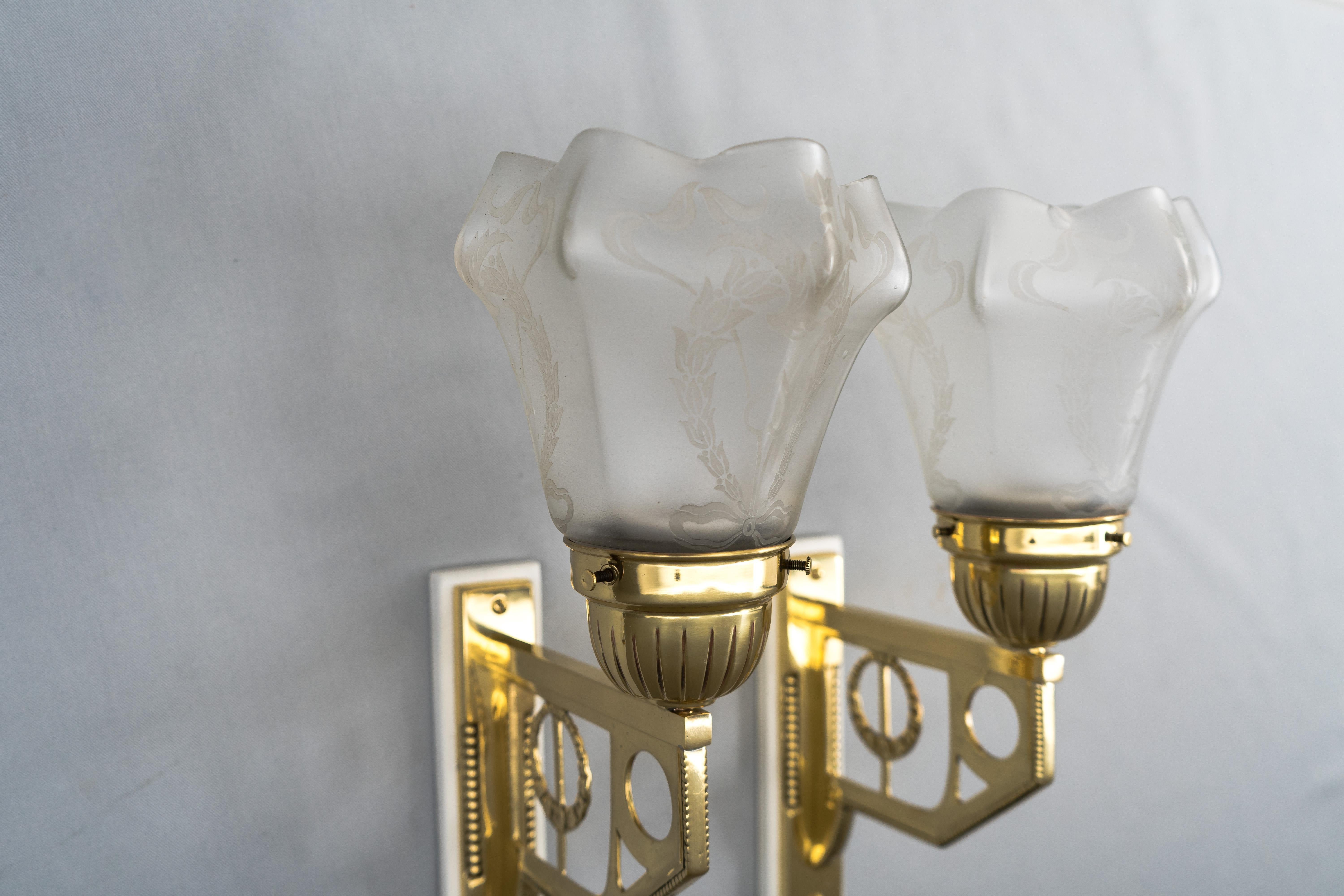 Two Jugendstil Wall Lamps Vienna, circa 1908 In Good Condition In Wien, AT