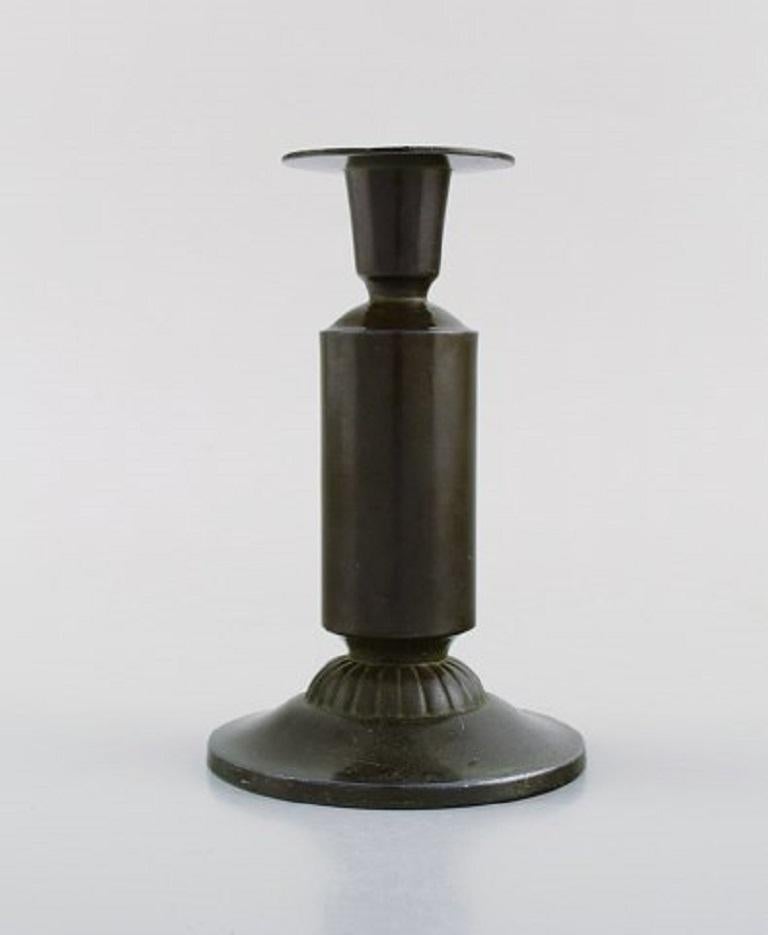 Two Just Andersen Candlesticks in Disko Metal, 1930s-1940s In Good Condition In Copenhagen, DK