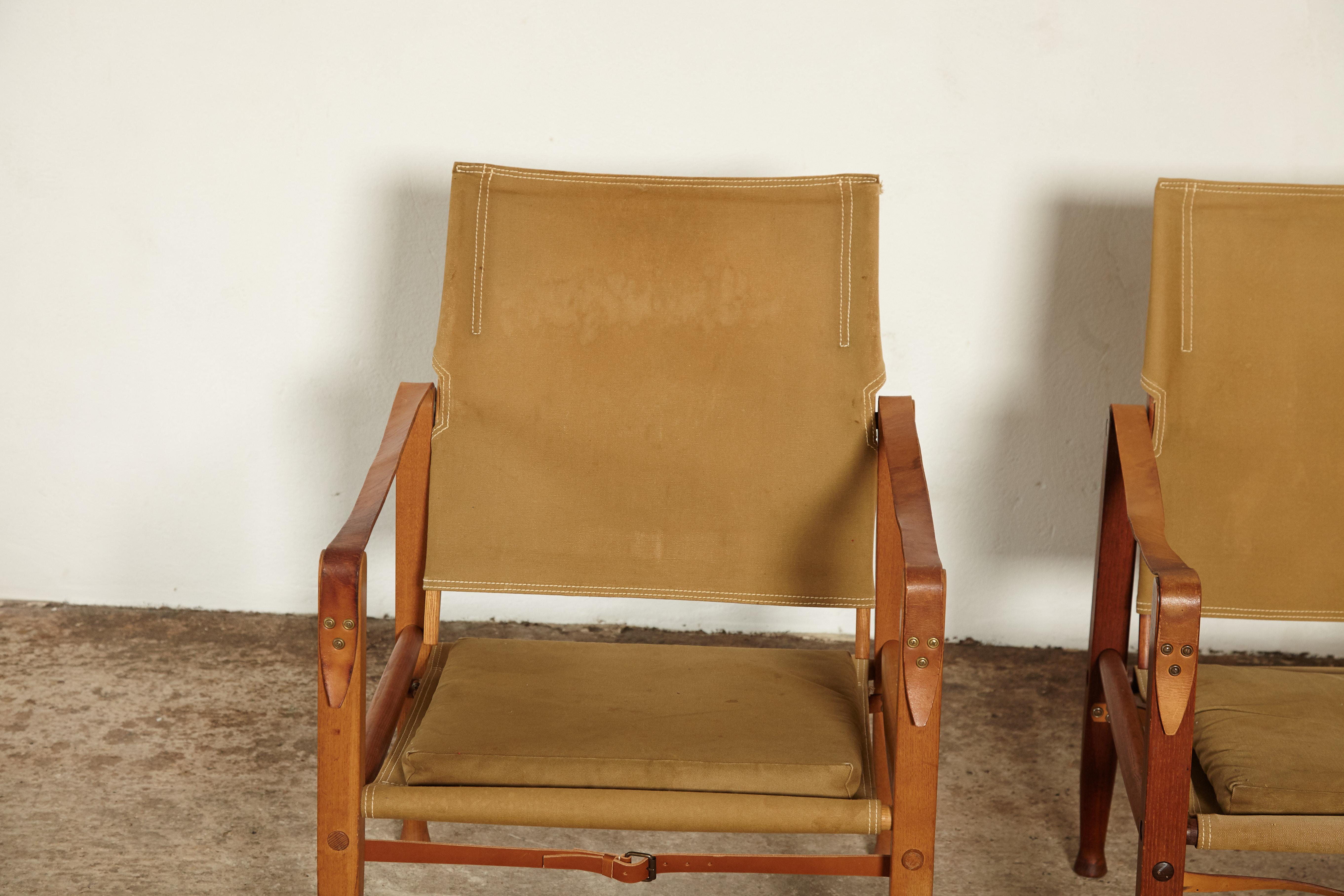 Two Kaare Klint Safari Chairs in Canvas, Made by Rud Rasmussen, Denmark, 1960s 4