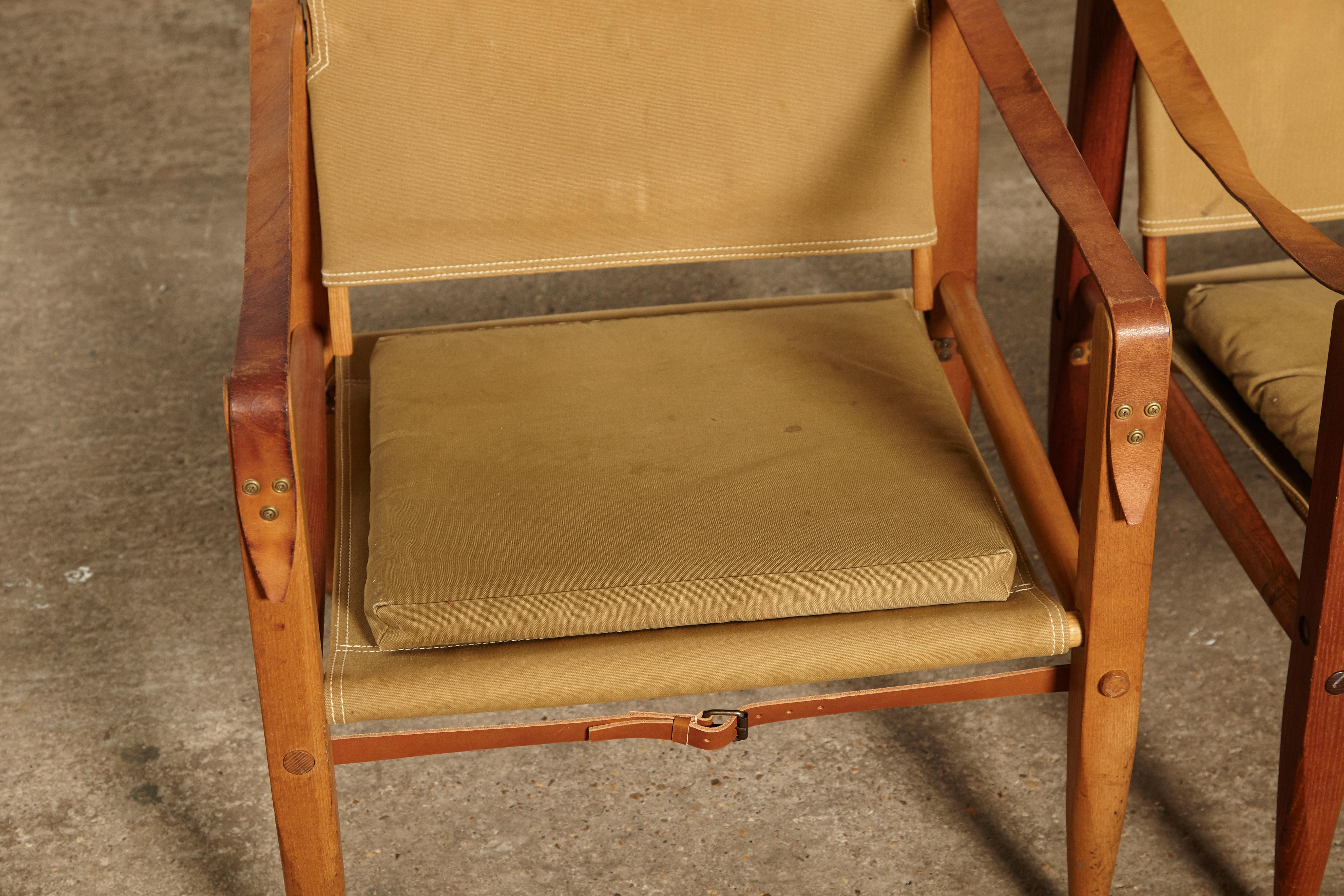Two Kaare Klint Safari Chairs in Canvas, Made by Rud Rasmussen, Denmark, 1960s 6