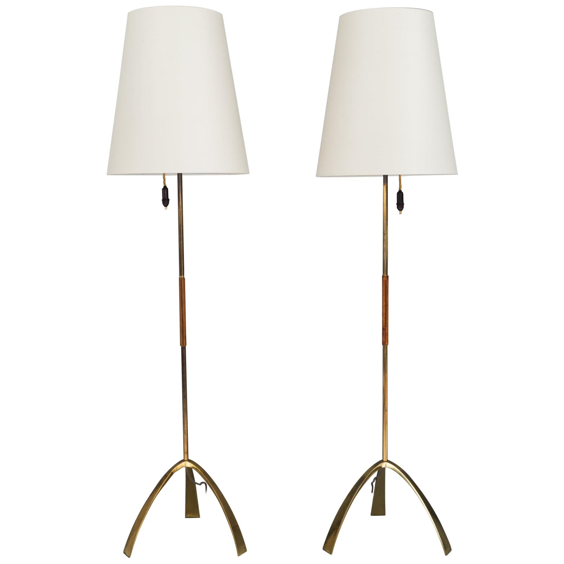 Two Kalmar Floor Lamps "Silone" Mod. 2105, circa 1950s