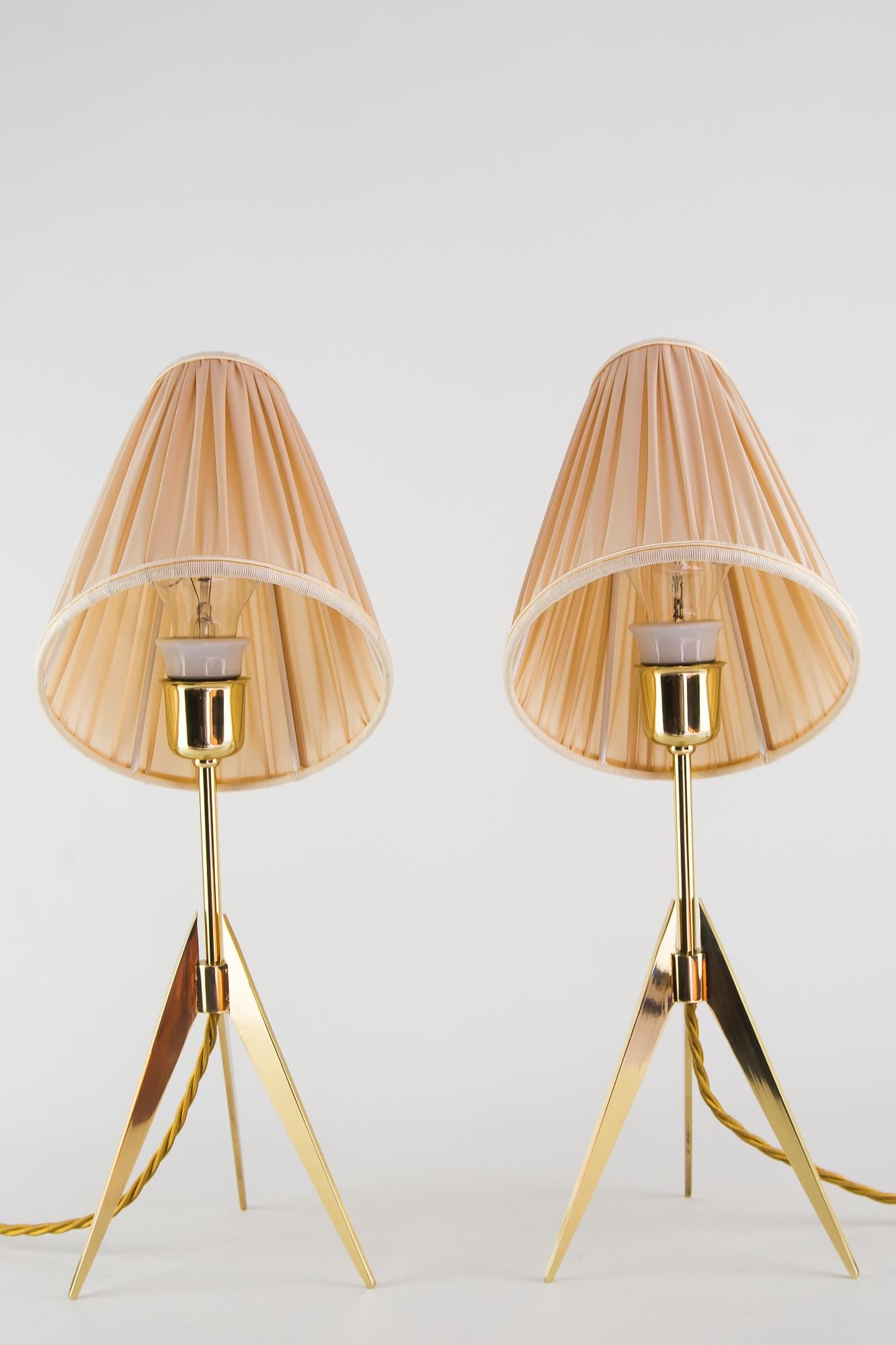 Mid-Century Modern Two Kalmar Table Lamps, with Fabric Shades, circa 1950s