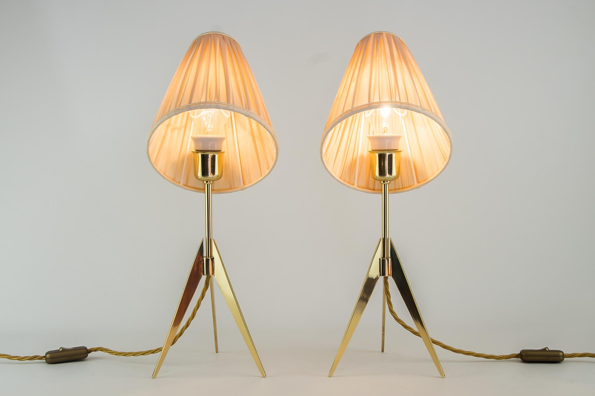 Austrian Two Kalmar Table Lamps, with Fabric Shades, circa 1950s