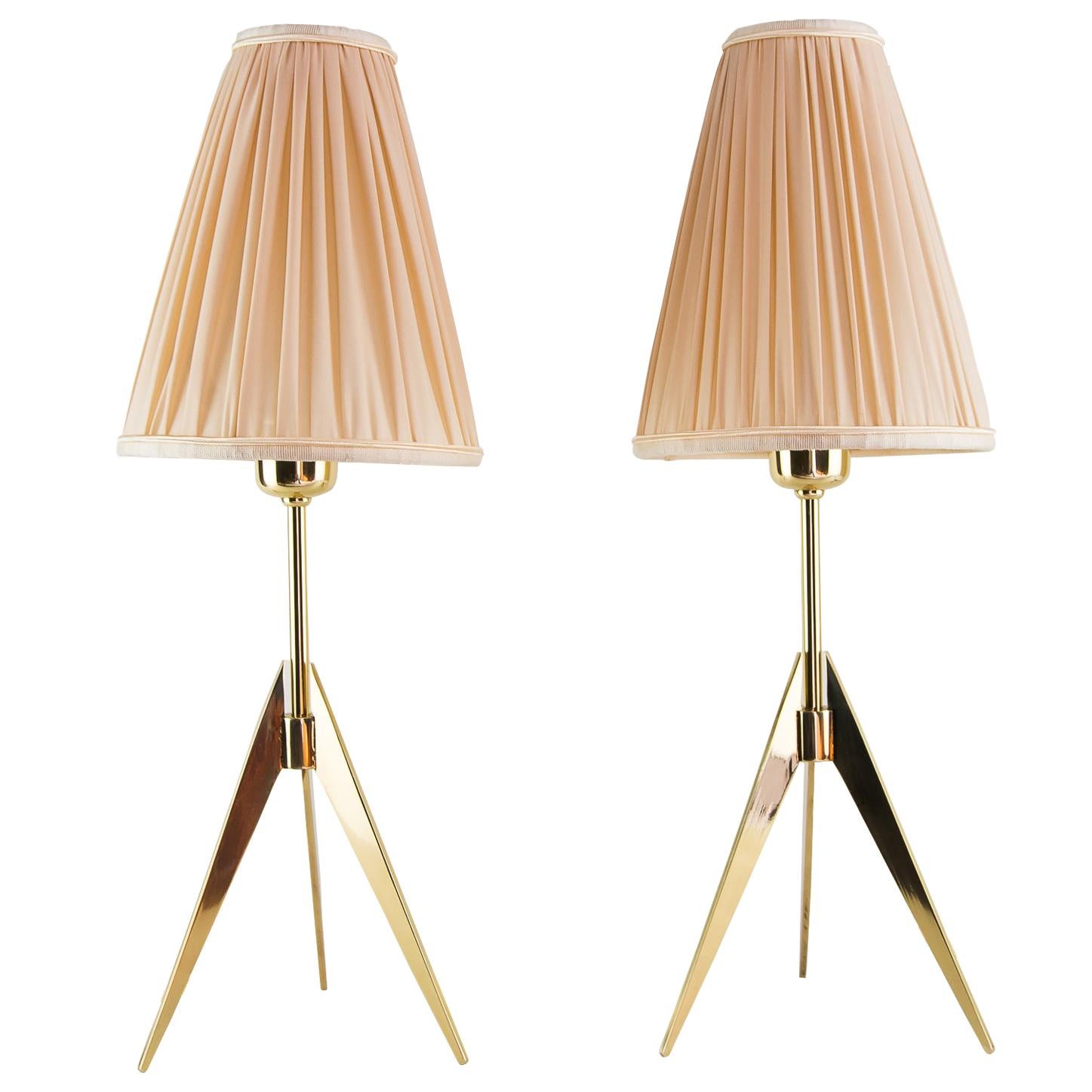 Two Kalmar Table Lamps, with Fabric Shades, circa 1950s