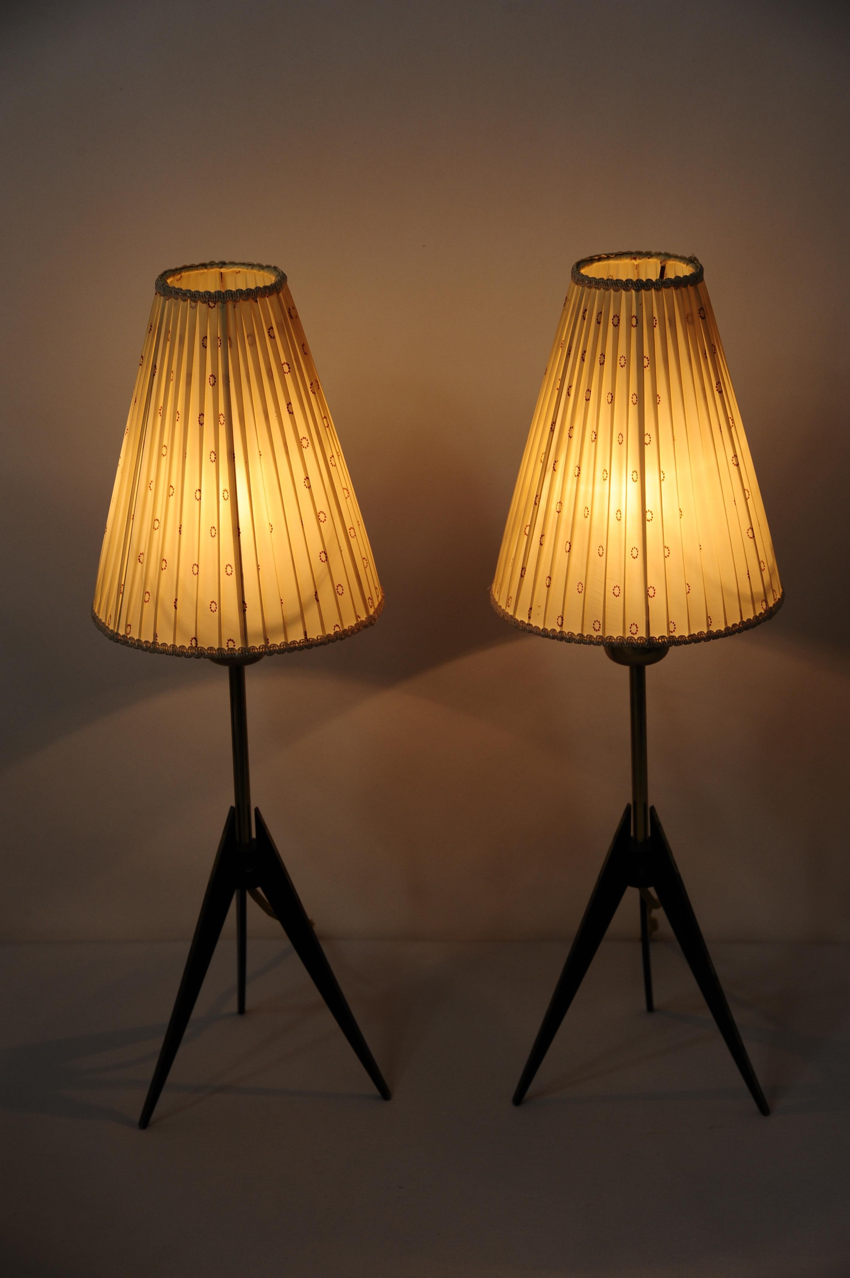 Brass Two Kalmar Table Lamps, circa 1950s