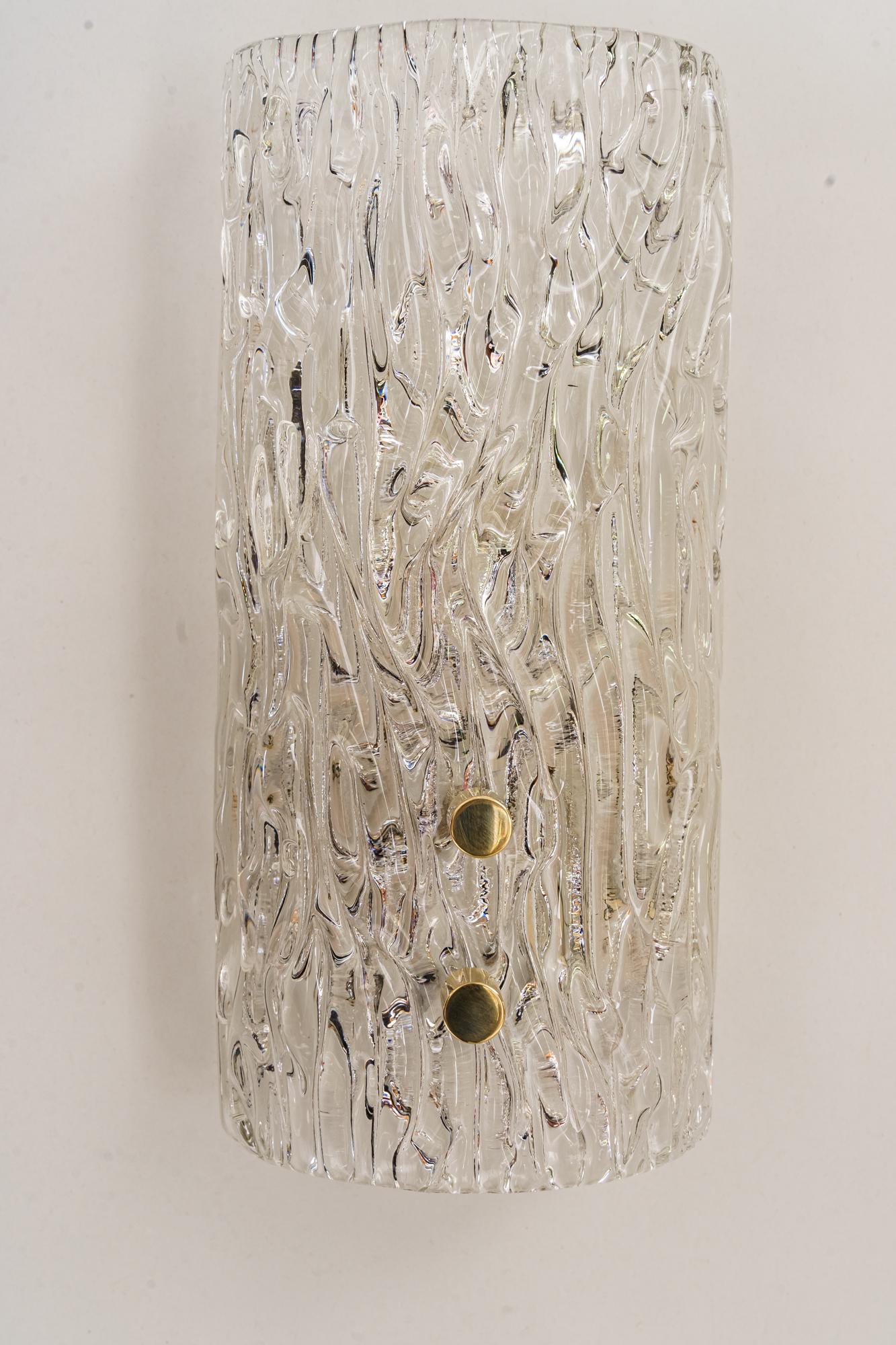 Austrian Two Kalmar Wall Lamps with Structure Glass Shade, Around 1950s