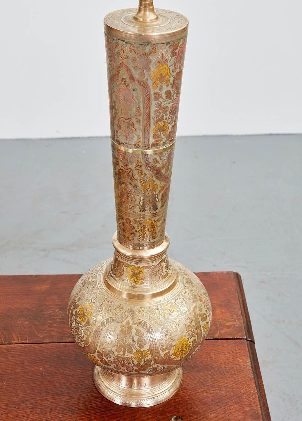 Anglo Raj Two Kashmiri Vases as Lamps For Sale