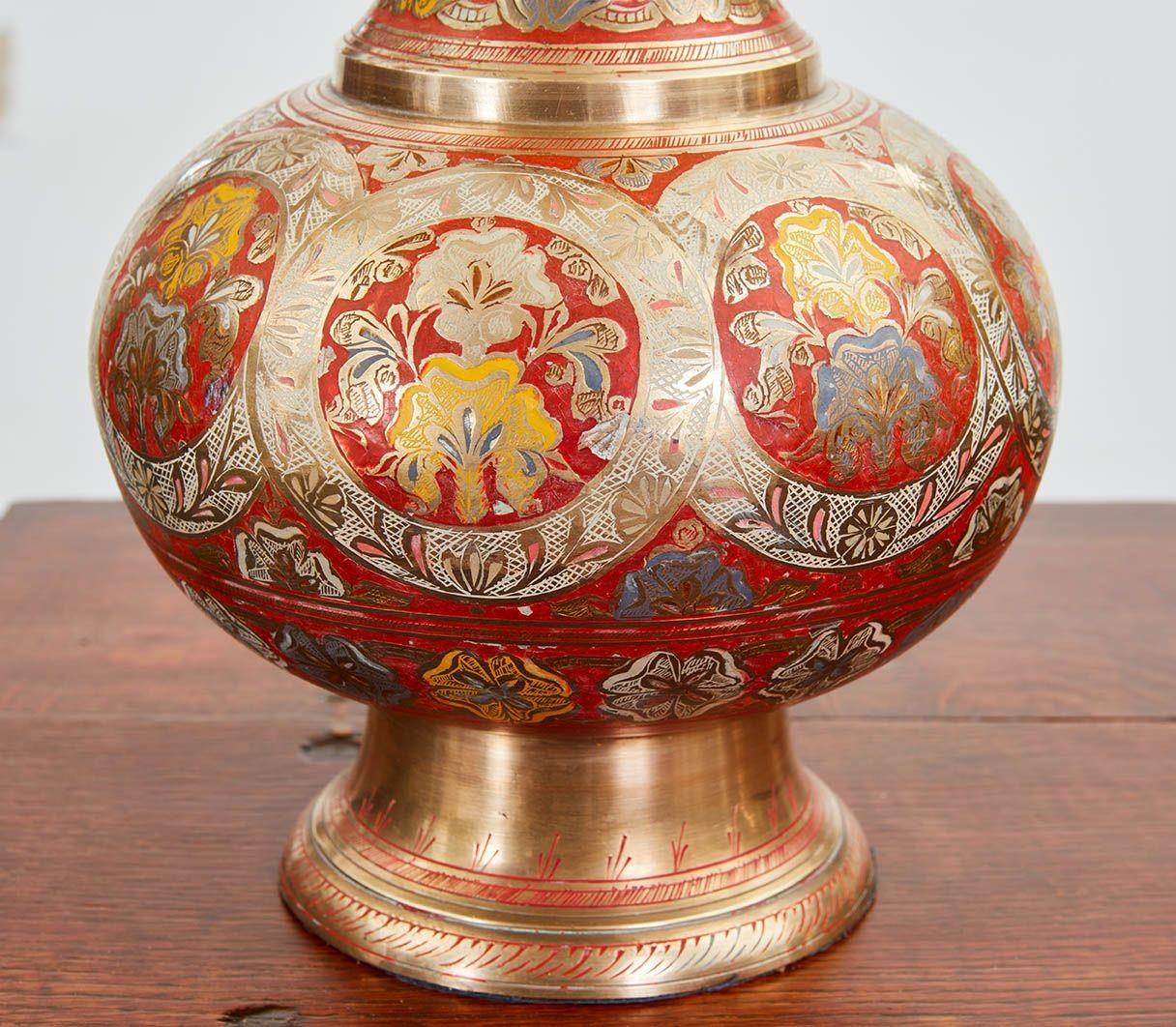 19th Century Two Kashmiri Vases as Lamps For Sale