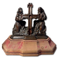 Two Kneeling Angels Supporting the Cross. Southern Netherlands, circa 1500–1520.