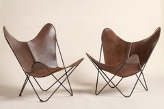 Knoll Butterfly Chairs in Cognac Leather