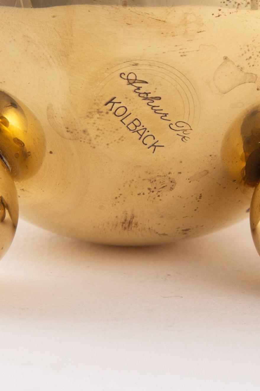 Swedish Two Kölback Studio Candleholders Brass For Sale