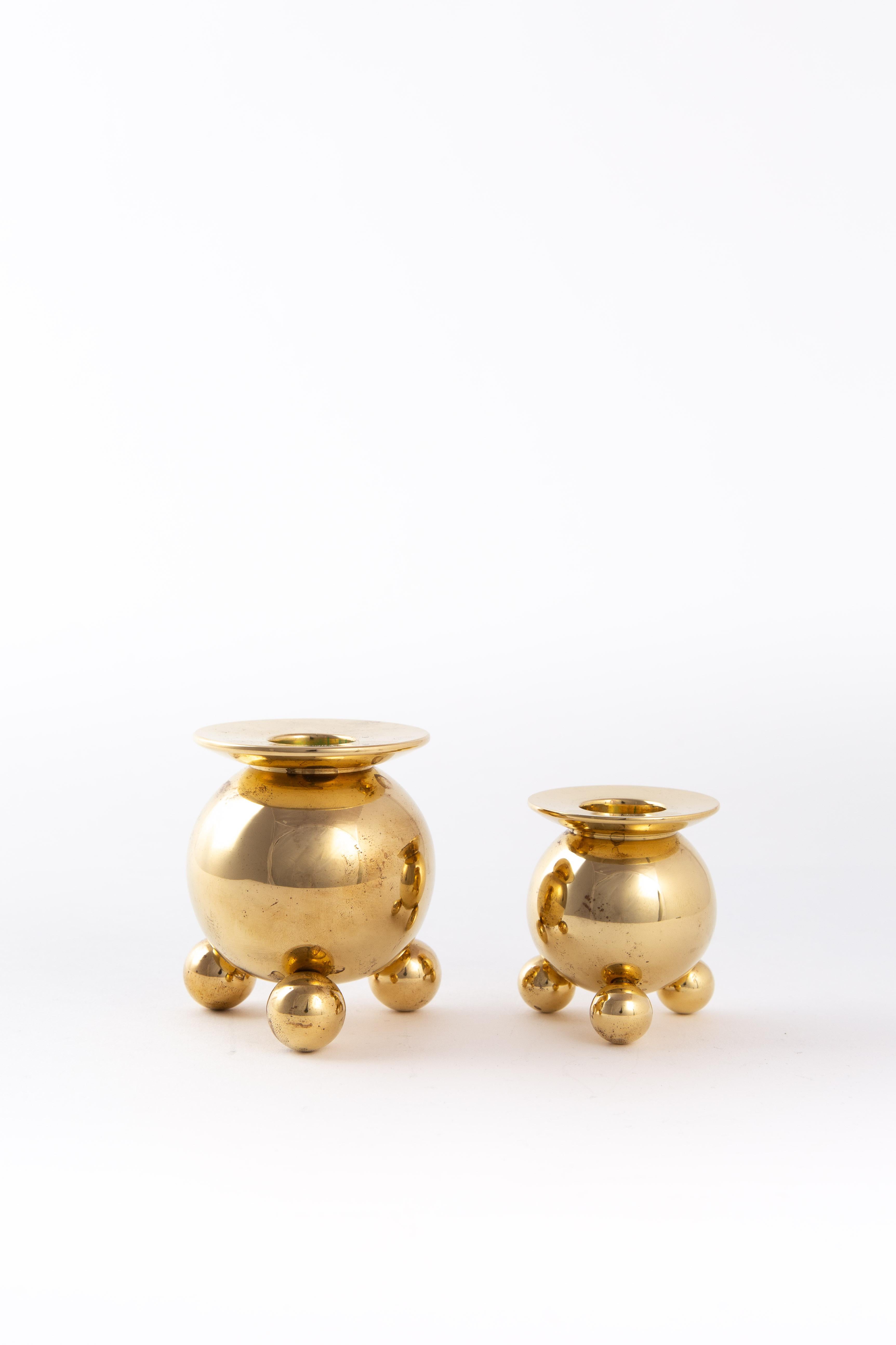 Two Kölback Studio Candleholders Brass In Good Condition For Sale In LA Arnhem, NL