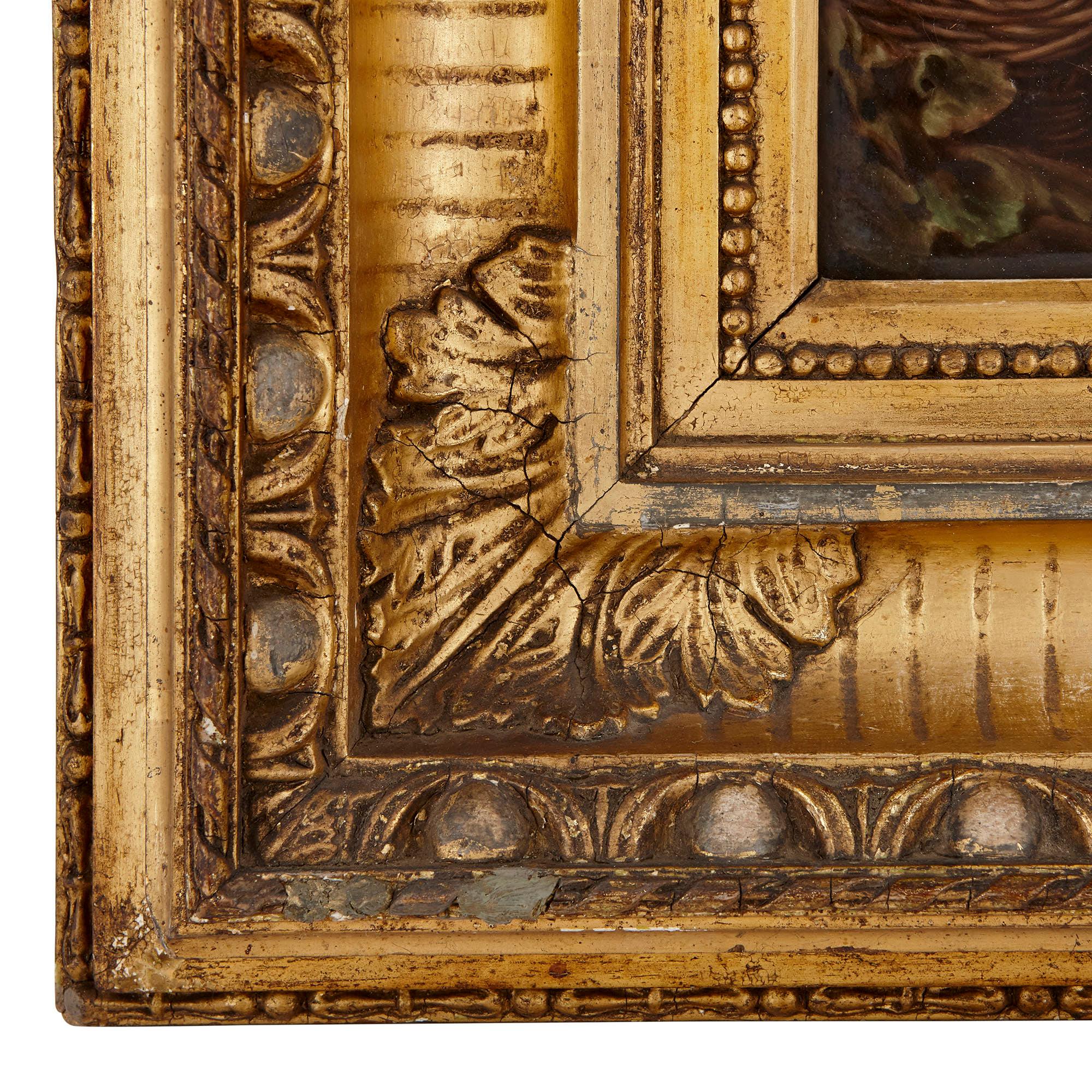 Two KPM Porcelain Plaques in Giltwood Frames after Murillo For Sale 1