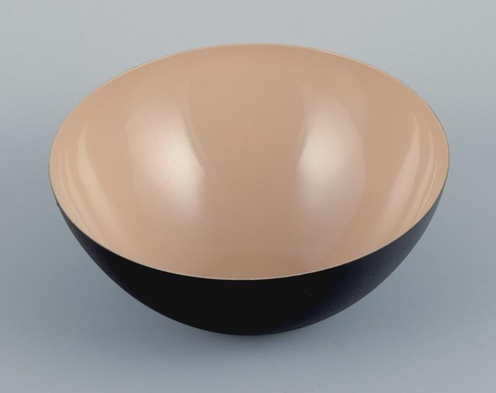 Scandinavian Modern Two Krenit Bowls in Metal, Beige, Designed by Hermann Krenchel, Denmark For Sale