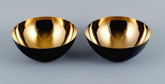 Two "Krenit" Bowls in Metal, Gold, Designed by Hermann Krenchel, Denmark
