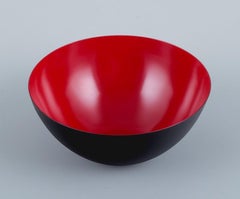 Two Krenit Bowls in Metal, White and Red, Designed by Hermann Krenchel, Denmark