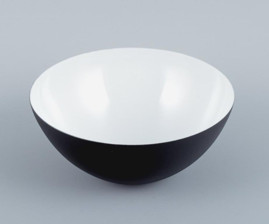 Scandinavian Modern Two Krenit Bowls in Metal, White and Red, Designed by Hermann Krenchel, Denmark For Sale