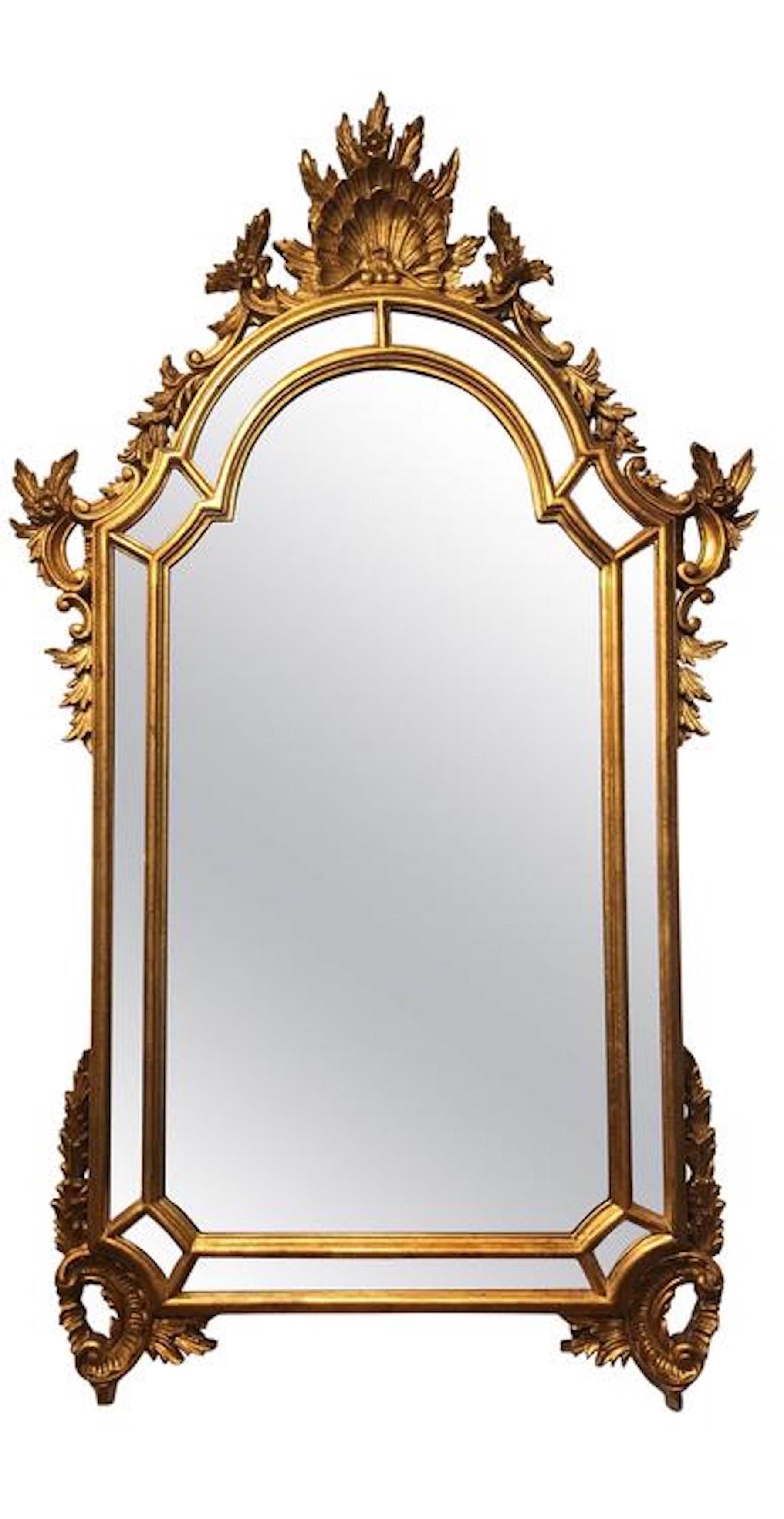 Large and impressive pair of gilt Rococo style mirrors by LaBarge.