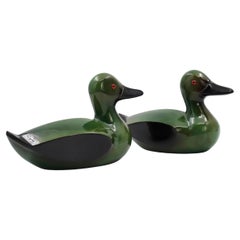 Two Lacquered wood ducks, 1990's