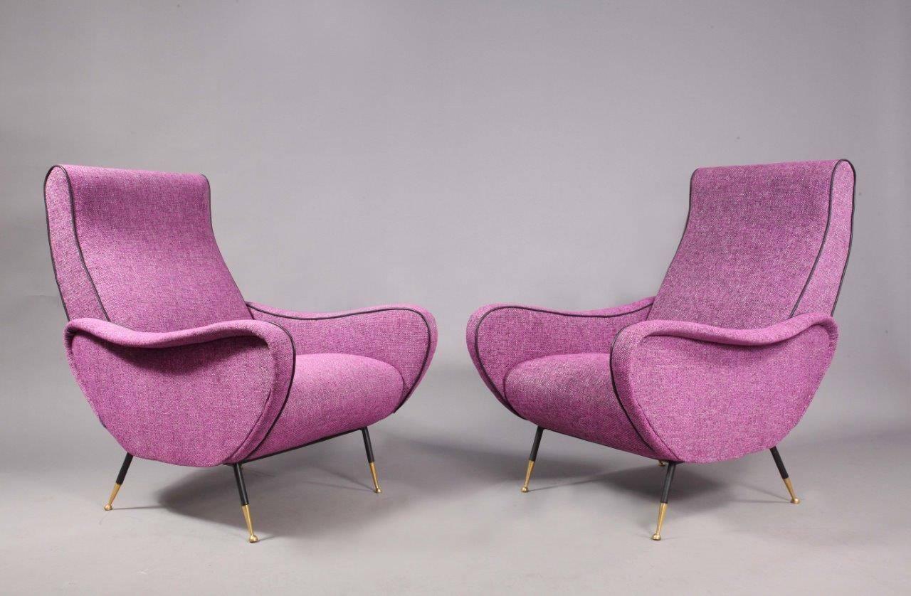 Pair of lady chairs,
attributed Marco Zanuso,
Italy, 1950.
   