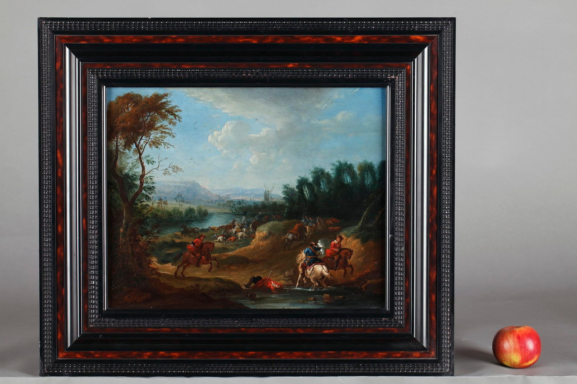 Oak Two Landscapes Attributed to Elias Martin For Sale