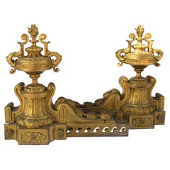 Two Large 1870s Louis XVI Style Bronze Firedogs