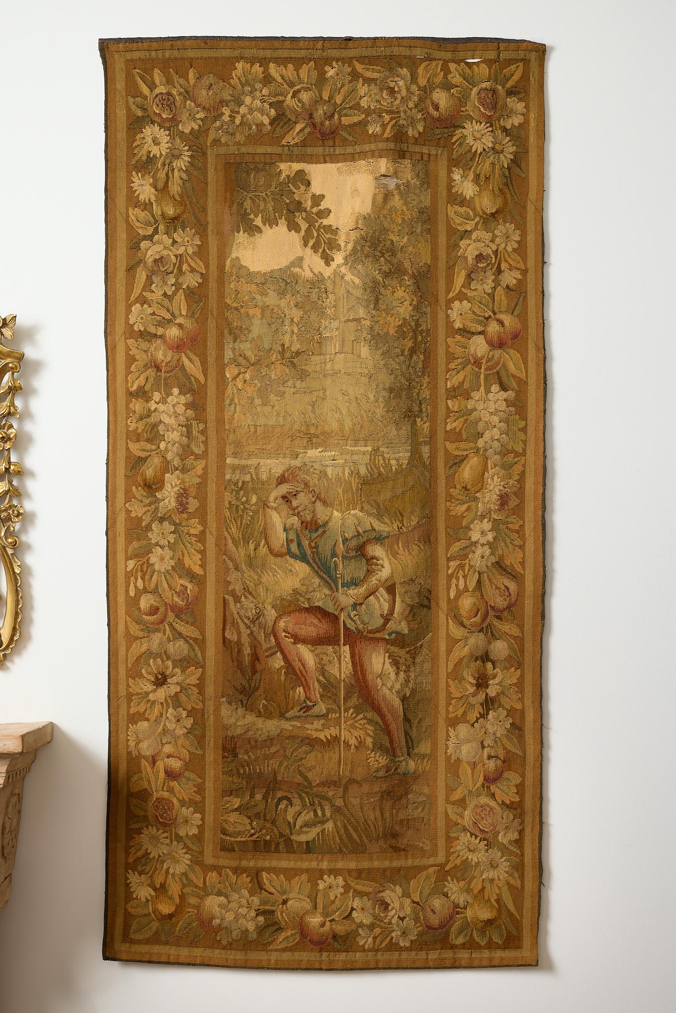Rococo Two Large, 18th Century Figural Tapestries from France For Sale