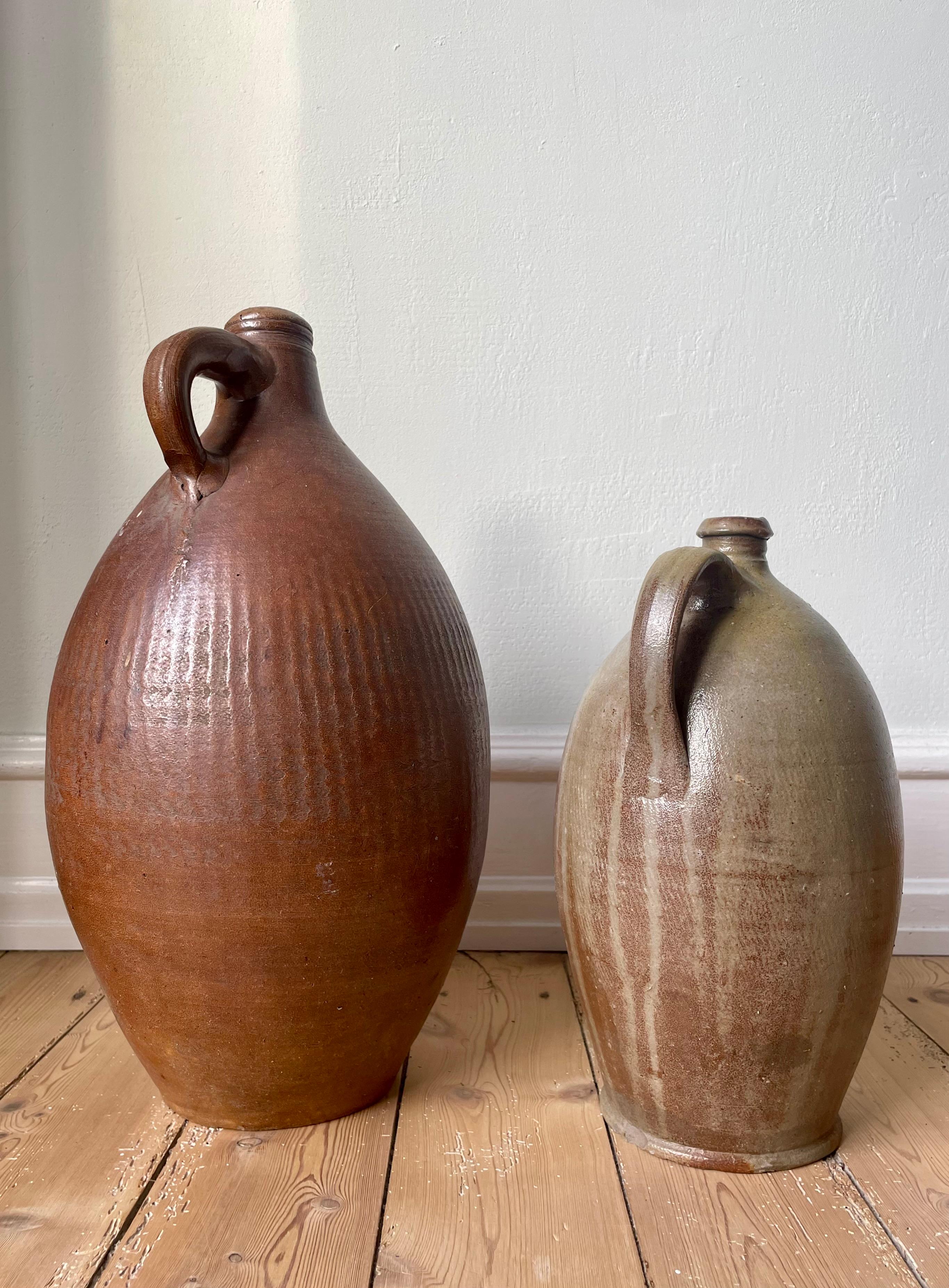 Two Large 19th Century French Terracotta Cruche Bottle Jugs For Sale 4